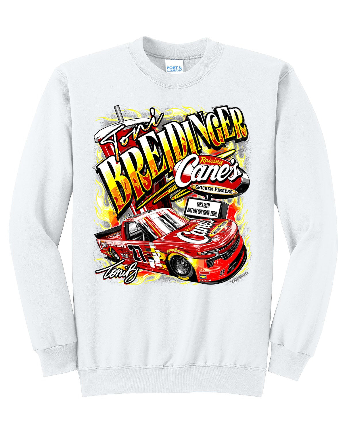 2026 DAYTONA RAISING CANE'S TONI BREIDINGER CREW NECK SWEATER (PRE ORDER)