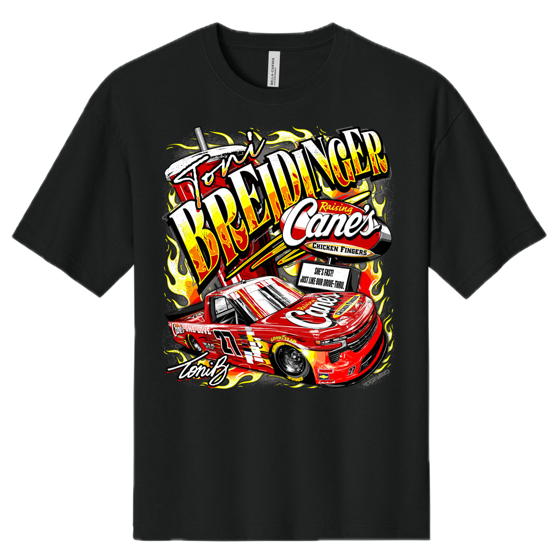 2026 DAYTONA RAISING CANE'S TONI BREIDINGER T-SHIRT (BLACK) PRE ORDER