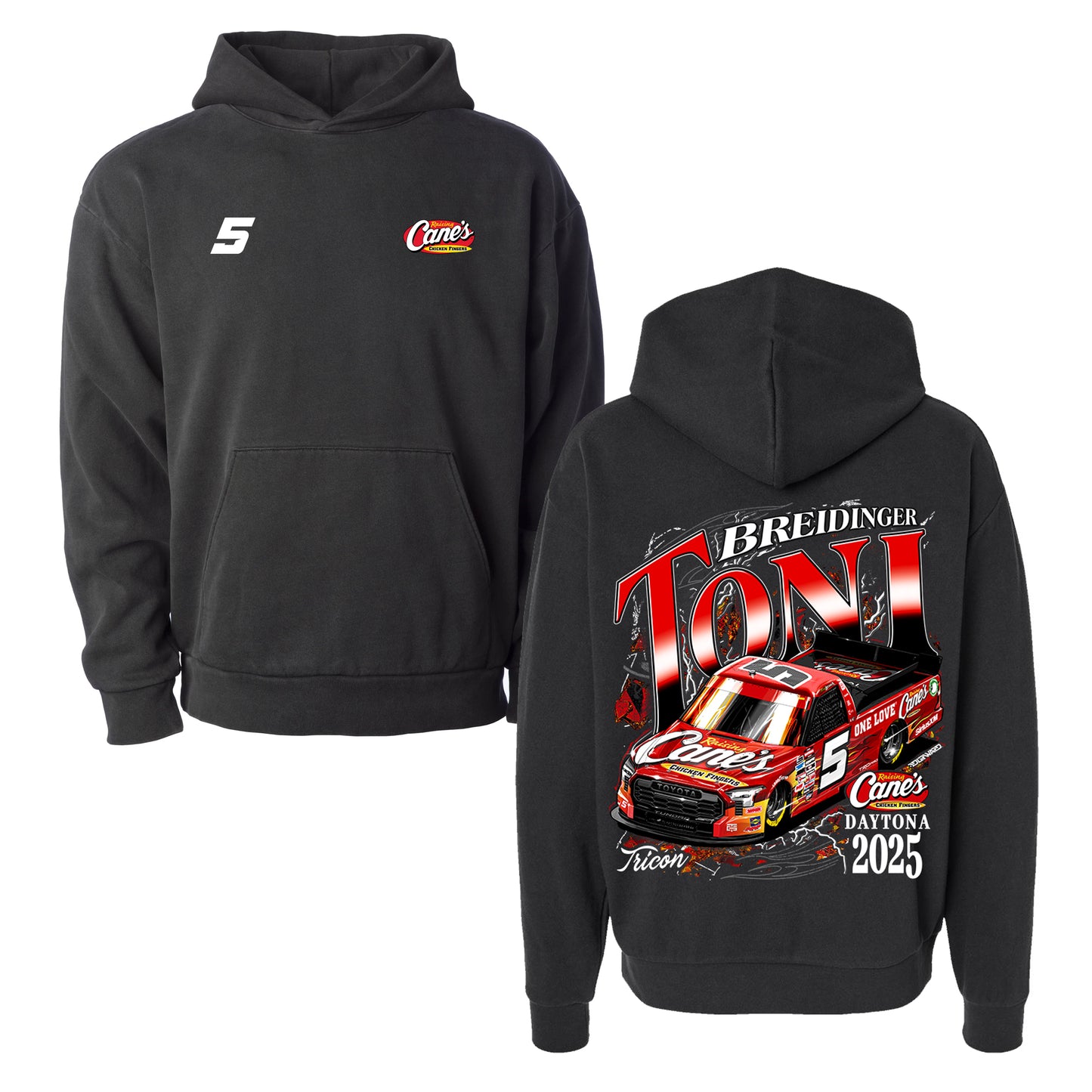 2025 DAYTONA RAISING CANE'S TONI BREIDINGER HOODIE (PIGMENT BLACK)