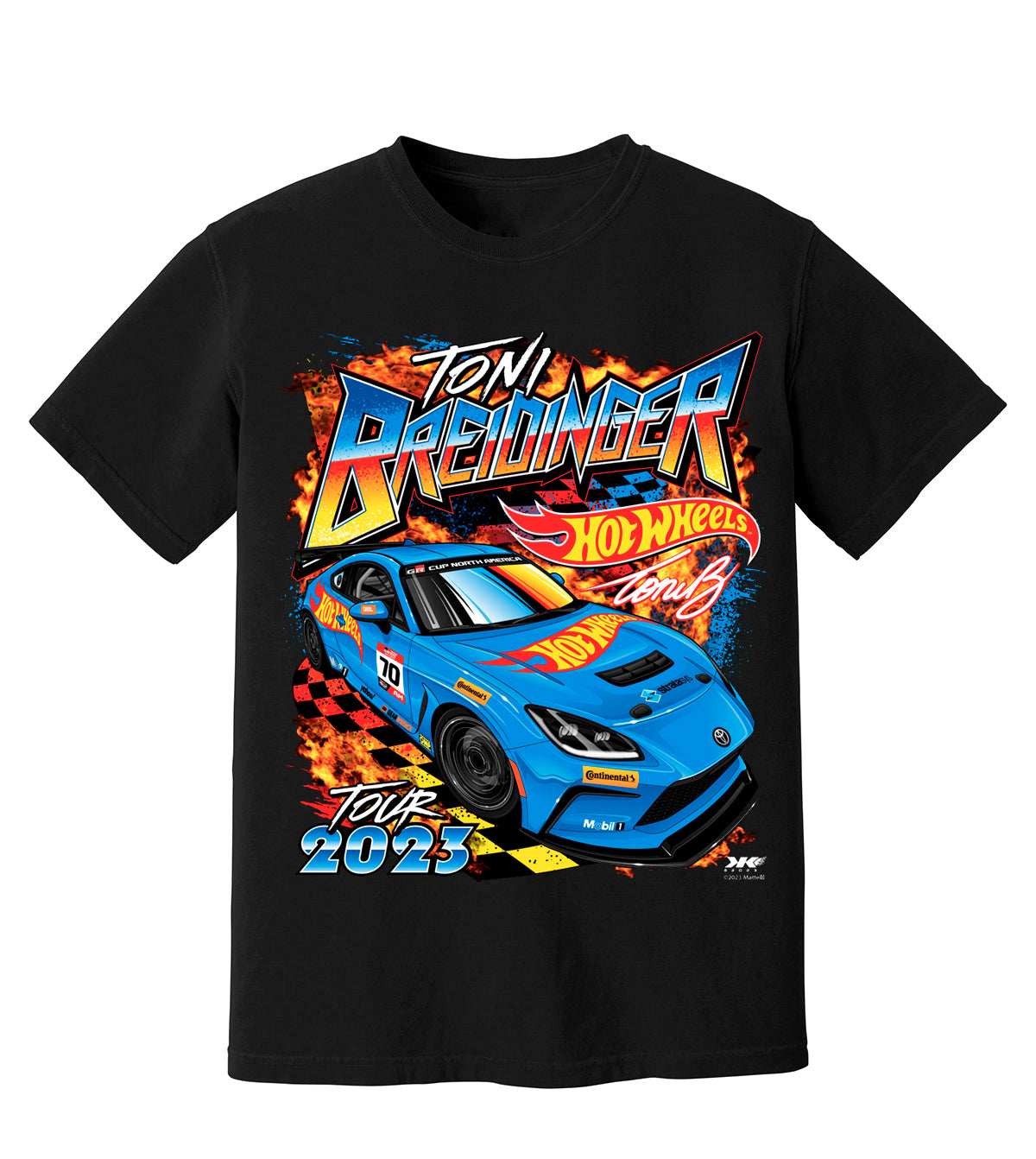 No. 70 HOT WHEELS'S TONI BREIDINGER 2023 GR CUP TOUR T-Shirt (BLACK)