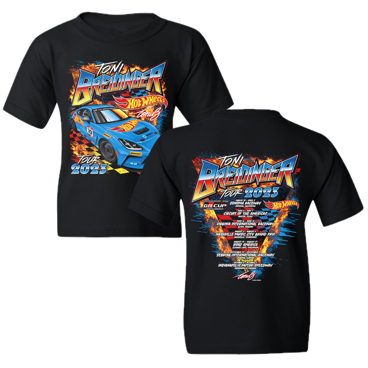 No.70 HOT WHEELS'S TONI BREIDINGER 2023 TOUR T-SHIRT (YOUTH, BLACK)