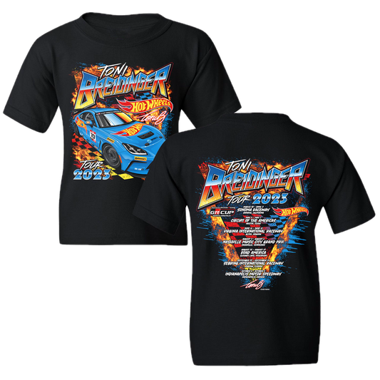No.70 HOT WHEELS'S TONI BREIDINGER 2023 TOUR T-SHIRT (YOUTH, BLACK)