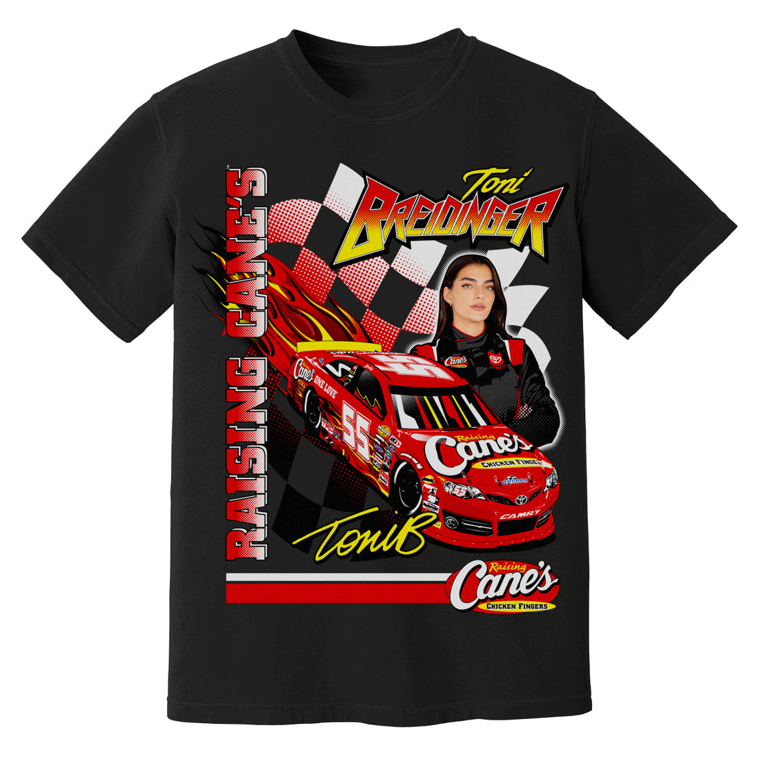 No.55 Raising Cane's Toyota Camry TShirt (Black) Toni Breidinger