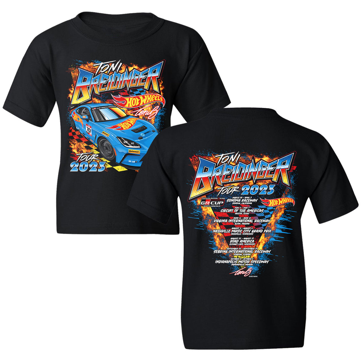 No.70 HOT WHEELS'S TONI BREIDINGER 2023 TOUR T-SHIRT (YOUTH, BLACK ...